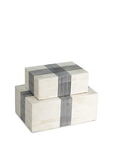 Gauri Kohli Riviera Decorative Boxes, Set Of 2 In Natural
