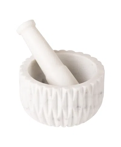 Gauri Kohli Russell Marble Mortar And Pestle In White