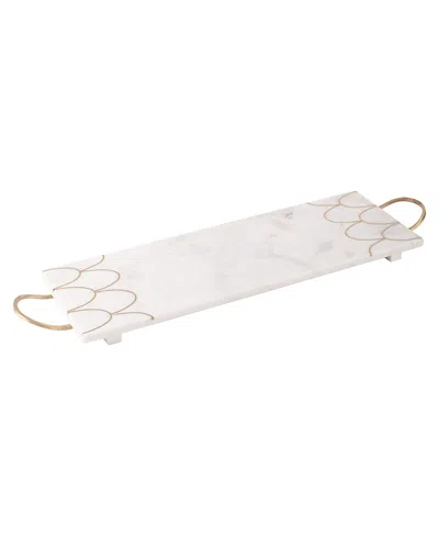 Gauri Kohli San Miguel Marble Tray In Shades Of White