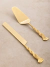 Gauri Kohli Santiago Cake Servers, Set Of 2 In Gold