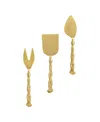 Gauri Kohli Santiago Cheese Knives, Set Of 3 In Matte Gold