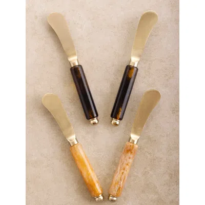 Gauri Kohli Sydney Butter Knives, Set Of 4 In Brown
