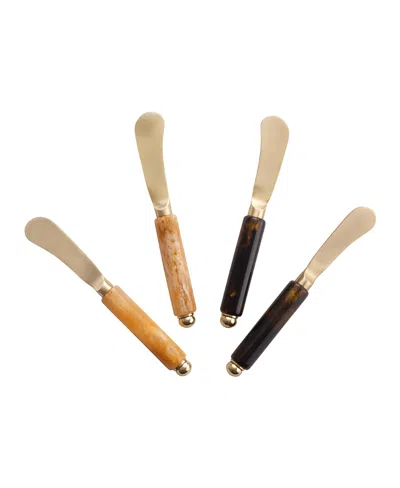 Gauri Kohli Sydney Butter Knives, Set Of 4 In Shades Of Brown/matte Gold