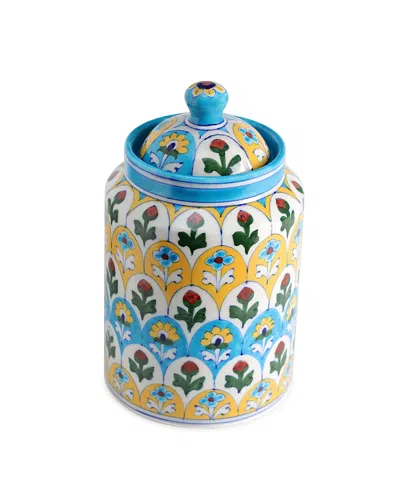 Gauri Kohli Tilwara Decorative Kitchen Canister In Blue