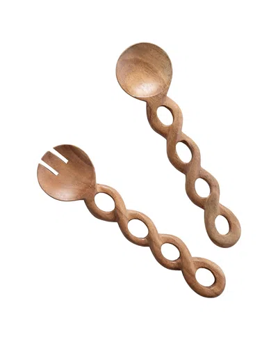 Gauri Kohli Valencia Salad Servers, Set Of 2 In Brown