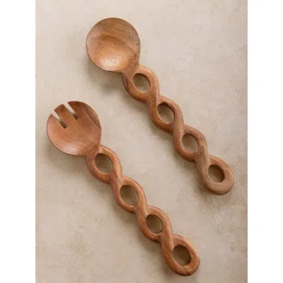 Gauri Kohli Valencia Salad Servers, Set Of 2 In Brown