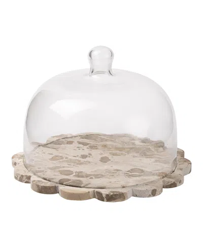 Gauri Kohli Viola Serving Board With Cloche In Beige