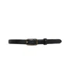 Gavazzeni Slim Leather Belt With Rectangular Gold-tone Buckle In Black