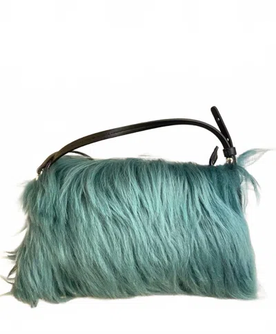 Gavazzeni Women's Amelie Leather Fur Pouch Bag In Green