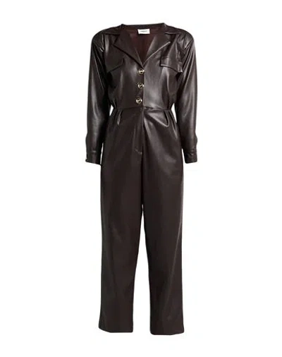 Gavroche Paris Woman Jumpsuit Chocolate Brown Size L Polyester, Polyurethane