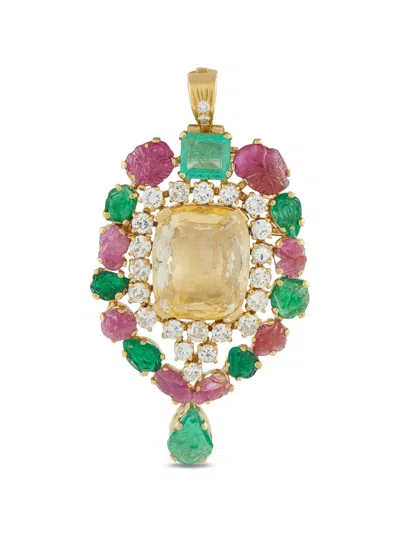 Pre-owned Gazdar Diamond Brooch In Gold
