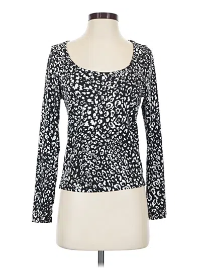 Pre-owned Gaze Long Sleeve Top Black Scoop Neck Tops