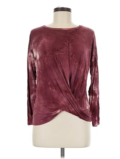 Pre-owned Gaze Long Sleeve Top Burgundy Keyhole Neckline Tops