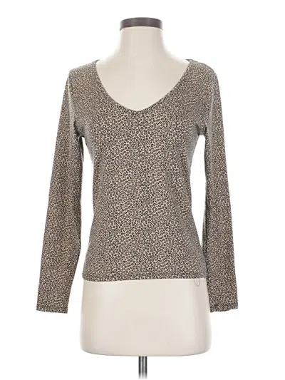 Pre-owned Gaze Long Sleeve Top Gray V Neck Tops