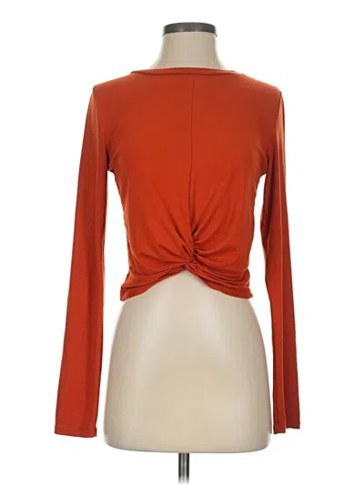 Pre-owned Gaze Long Sleeve Top Orange Keyhole Neckline Tops