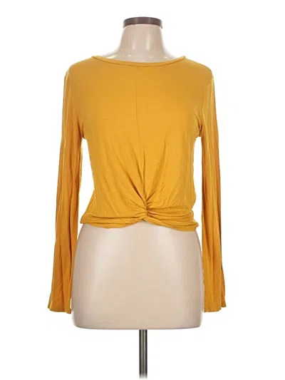 Pre-owned Gaze Long Sleeve Top Yellow Keyhole Neckline Tops