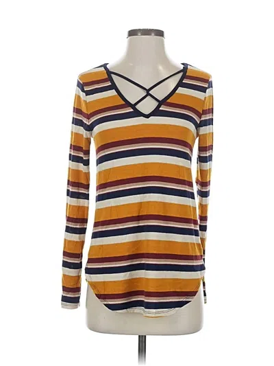 Pre-owned Gaze Long Sleeve Top Yellow V Neck Tops