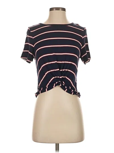 Pre-owned Gaze Short Sleeve Top Black Ruffles Neckline Tops