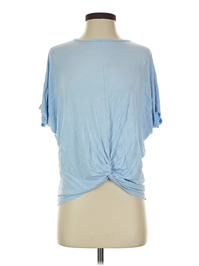 Pre-owned Gaze Short Sleeve Top Blue Keyhole Neckline Tops