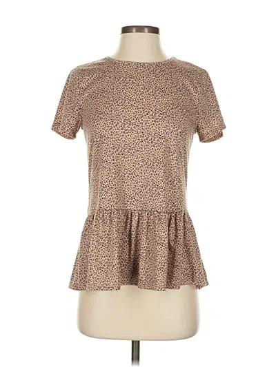 Pre-owned Gaze Short Sleeve Top Brown Square Neckline Tops