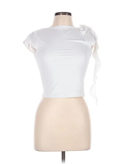 Pre-owned Gaze Short Sleeve Top White One Shoulder Neckline Tops