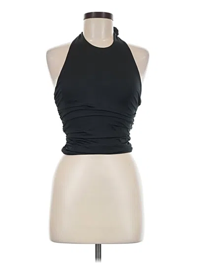 Pre-owned Gaze Sleeveless Top Black Halter Neckline Tops