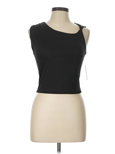 Gaze Sleeveless Top Black One Shoulder Neckline Tops