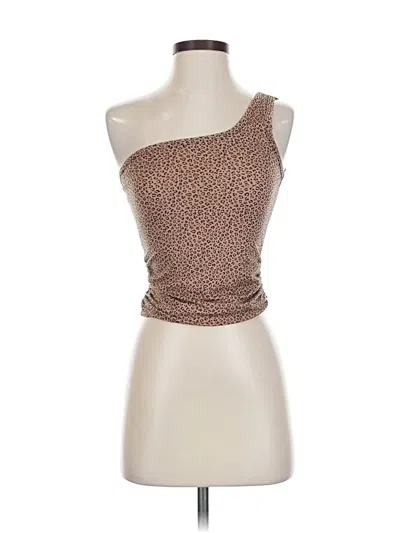 Pre-owned Gaze Sleeveless Top Brown One Shoulder Neckline Tops