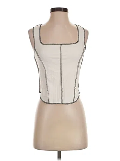 Pre-owned Gaze Sleeveless Top Silver Square Neckline Tops