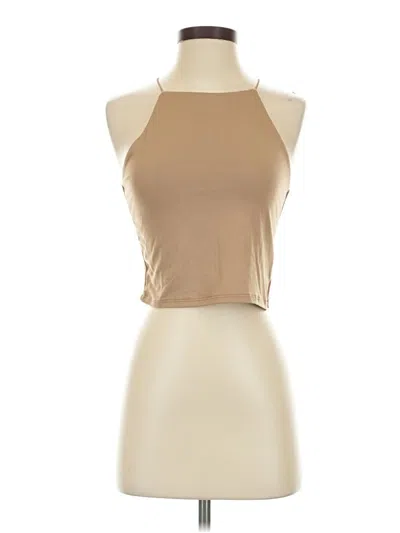 Pre-owned Gaze Sleeveless Top Tan Halter Neckline Tops