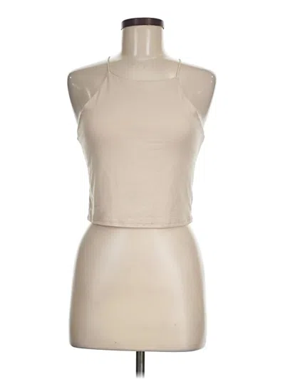 Pre-owned Gaze Sleeveless Top Tan Halter Neckline Tops In Brown