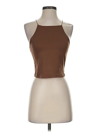 Pre-owned Gaze Tank Top Brown Halter Neckline Tops