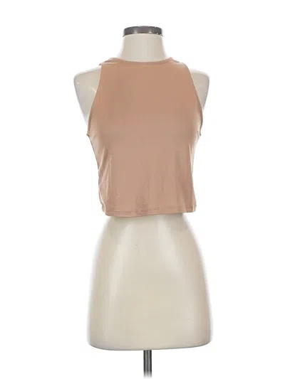 Pre-owned Gaze Tank Top Tan Halter Neckline Tops In Brown