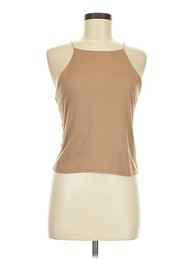 Pre-owned Gaze Tank Top Tan Halter Neckline Tops In Brown