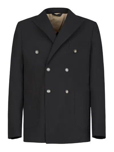 Gazzarrini Double-breasted Blazer In Black Wool
