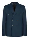 Gazzarrini Double-breasted Blazer In Navy Linen In Multi
