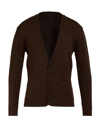 Gazzarrini Man Cardigan Dark Brown Size L Acrylic, Polyester, Elastane