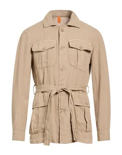 Gazzarrini Man Jacket Khaki Size 36 Linen In Brown