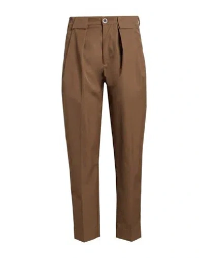 Gazzarrini Man Pants Khaki Size 28 Virgin Wool, Polyester In Brown