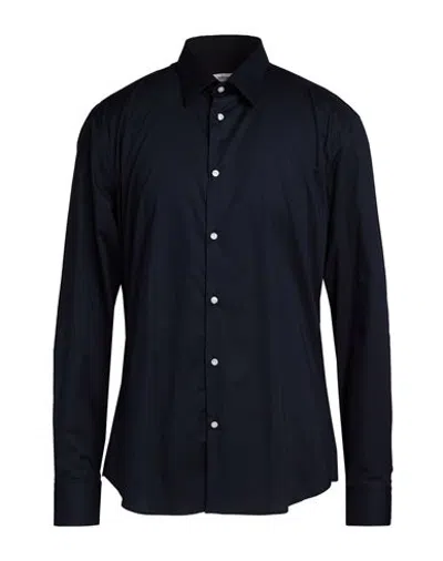 Gazzarrini Man Shirt Midnight Blue Size 15 ½ Cotton, Elastane