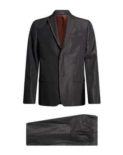 Gazzarrini Man Suit Charcoal Size 36 Cotton, Virgin Wool, Polyamide In Blue