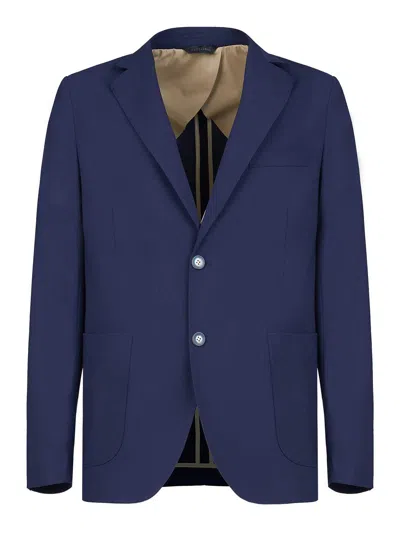 Gazzarrini Single-breasted Blazer In Wool In Blue
