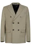 Gazzarrini X Michele Franzese Beige Wool Blend Suit With Double-breasted Blazer In Gray
