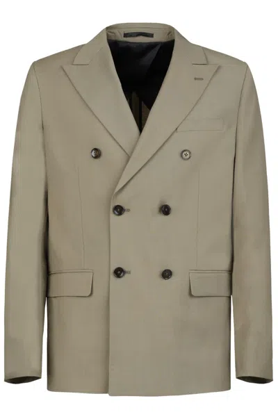 Gazzarrini X Michele Franzese Beige Wool Blend Suit With Double-breasted Blazer In Gray