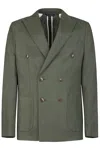 Gazzarrini X Michele Franzese Double-breasted Forest Green Linen Blazer In Green