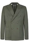 Gazzarrini X Michele Franzese Double-breasted Forest Green Linen Blazer In Green