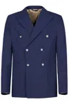 Gazzarrini X Michele Franzese Tailored Blue Wool-viscose Blend Double-breasted Blazer In Blue