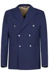 Gazzarrini X Michele Franzese Tailored Blue Wool-viscose Blend Double-breasted Blazer In Blue