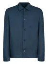 Gazzarrini X Michele Franzese Relaxed Fit Linen Overshirt With Patch Pockets In Blue