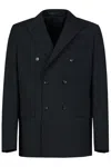 Gazzarrini X Michele Franzese Double-breasted Black Wool Blend Suit In Blue